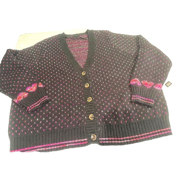 Torrid Women's Pink Hearts V Neck Button Cardigan Sweater Sz 2 (18/20) Valentine - Picture 8 of 13